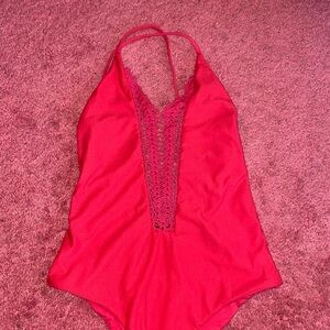 Billabong Red Lace Halter Swimsuit